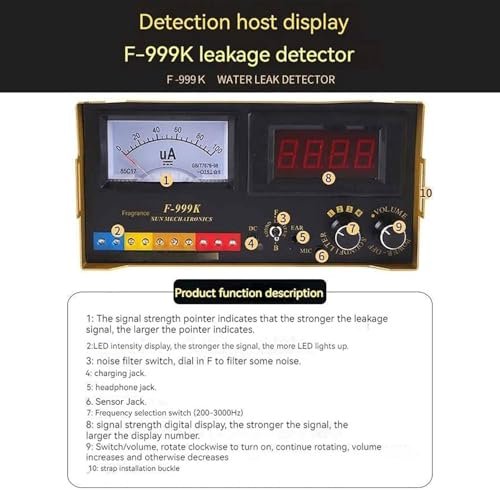 Underground Water Leak Detector - Leak Detector with Headset - Water Leakage Detection Equipment - Water Leak Sensor for Pipes - Pipe Water Leak Detector (999K)
