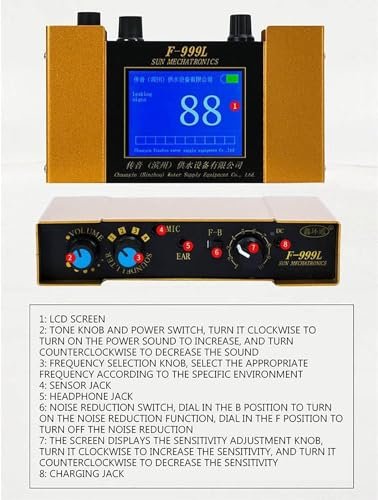 Underground Water Leak Detector with Adjustable 4 Gears Frequency,Pipeline Leak Detector with Sensor,Water Leak Detection Kit,Leak Detector