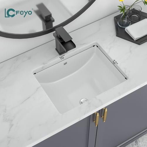 Undermount Bathroom Sink - 18''x14'' White Rectangle Bathroom Sink Porcelain Ceramic Sink Vanity Basin Lavatory Sink Rectangular Vessel Sink, LOF-BS1814