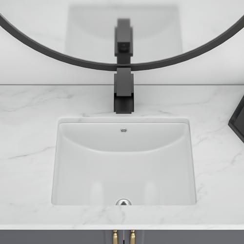 Undermount Bathroom Sink - 18''x14'' White Rectangle Bathroom Sink Porcelain Ceramic Sink Vanity Basin Lavatory Sink Rectangular Vessel Sink, LOF-BS1814
