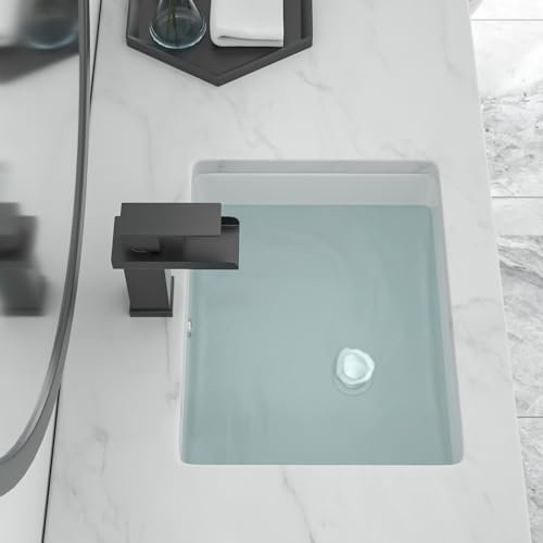 Undermount Bathroom Sink - 18''x14'' White Rectangle Bathroom Sink Porcelain Ceramic Sink Vanity Basin Lavatory Sink Rectangular Vessel Sink, LOF-BS1814