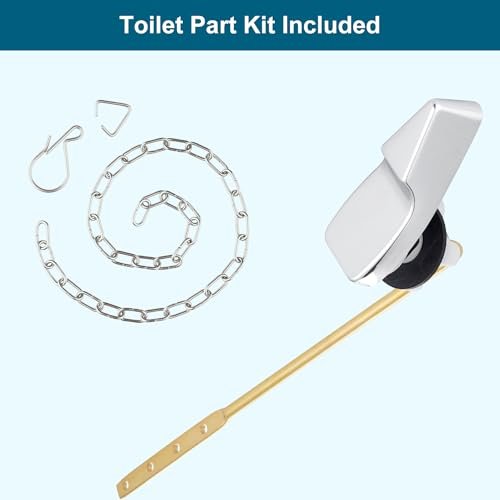 Universal Front Mount Metal Toilet Handle Replacement Kit Compatible with American Standard/Mansfield/Gerber/TOTO/Kohler Toilet, Toilet Tank Flusher Lever with Flapper Chain, Chrome