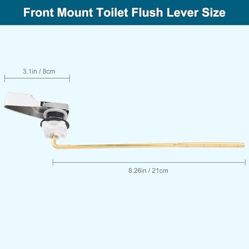 Universal Front Mount Metal Toilet Handle Replacement Kit Compatible with American Standard/Mansfield/Gerber/TOTO/Kohler Toilet, Toilet Tank Flusher Lever with Flapper Chain, Chrome
