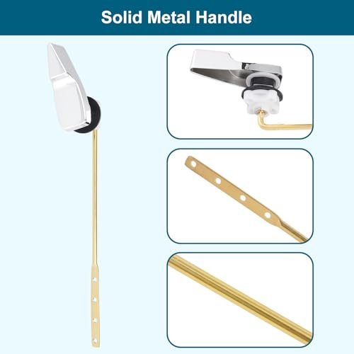 Universal Front Mount Metal Toilet Handle Replacement Kit Compatible with American Standard/Mansfield/Gerber/TOTO/Kohler Toilet, Toilet Tank Flusher Lever with Flapper Chain, Chrome