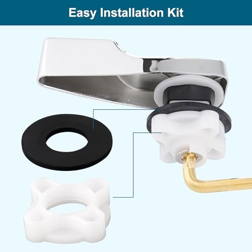 Universal Front Mount Metal Toilet Handle Replacement Kit Compatible with American Standard/Mansfield/Gerber/TOTO/Kohler Toilet, Toilet Tank Flusher Lever with Flapper Chain, Chrome