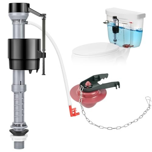 Universal Toilet Flusher Replacement Kit, Black Rubber Float Valve with 2-Inch Flapper, Adjustable, Quiet, Easy to Install Toilet Parts (1-Pack)
