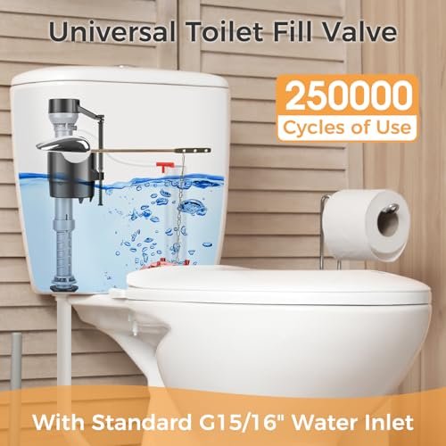 Universal Toilet Flusher Replacement Kit, Black Rubber Float Valve with 2-Inch Flapper, Adjustable, Quiet, Easy to Install Toilet Parts (1-Pack)