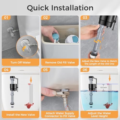Universal Toilet Flusher Replacement Kit, Black Rubber Float Valve with 2-Inch Flapper, Adjustable, Quiet, Easy to Install Toilet Parts (1-Pack)