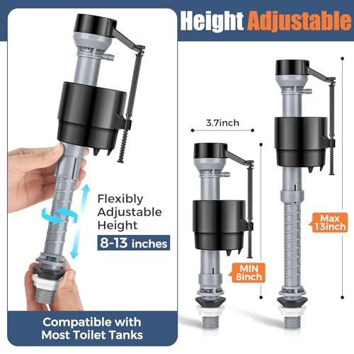 Universal Toilet Flusher Replacement Kit, Water-Saving & Height Adjustable Fill Valve, 2-Inch Flapper, Quiet & Anti-Siphon Toilet Repair Kit Inside Tank, Easy to Install (Red, 1-Pack)