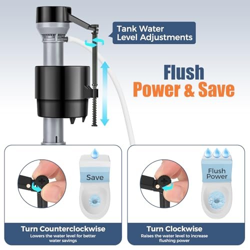 Universal Toilet Flusher Replacement Kit, Water-Saving & Height Adjustable Fill Valve, 2-Inch Flapper, Quiet & Anti-Siphon Toilet Repair Kit Inside Tank, Easy to Install (Red, 1-Pack)
