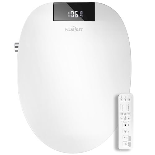 Upgrade Smart Bidet Toilet Seat Elongated, Electronic Heated Bidet with Adjustable Warm Air Dryer, Unlimited Warm Water, Night Light, Slow Closed Toilet Seat & Lid, Remote Control