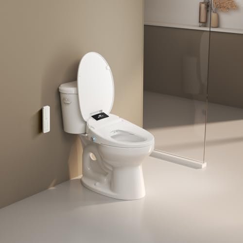 Upgrade Smart Bidet Toilet Seat Elongated, Electronic Heated Bidet with Adjustable Warm Air Dryer, Unlimited Warm Water, Night Light, Slow Closed Toilet Seat & Lid, Remote Control