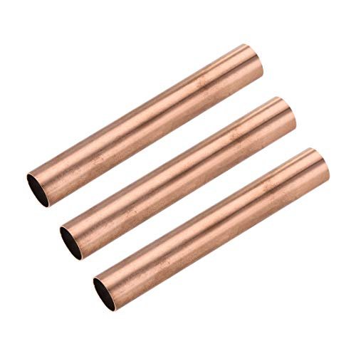 uxcell Copper Round Tube, 15mm OD 0.5mm Wall Thickness 100mm Length Straight Pipe Tubing 3 Pcs