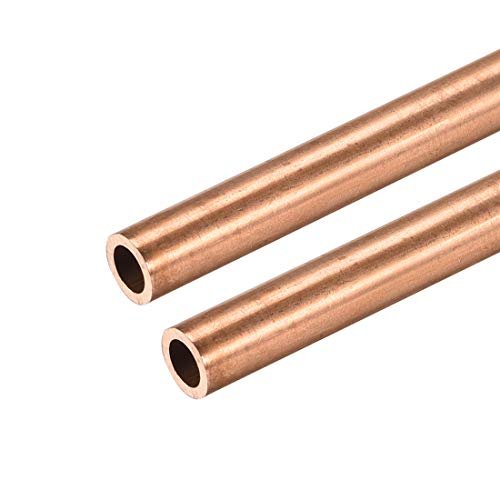 uxcell Copper Round Tube, 6mm OD 1mm Wall Thickness 300mm Long Straight Pipe Tubing 2 Pcs
