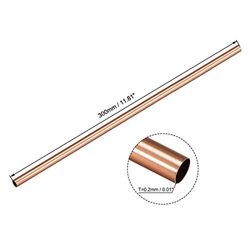 uxcell Copper Tube, 2mm 3mm 4mm 5mm 6mm 7mm OD x 0.2mm Wall Thickness 300mm Length Seamless Round Pipe Tubing, Pack of 6
