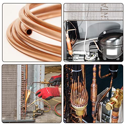 uxcell Refrigeration Tubing, 1/8" OD x 5/64" ID x 16 Ft Soft Coil Copper Tubing