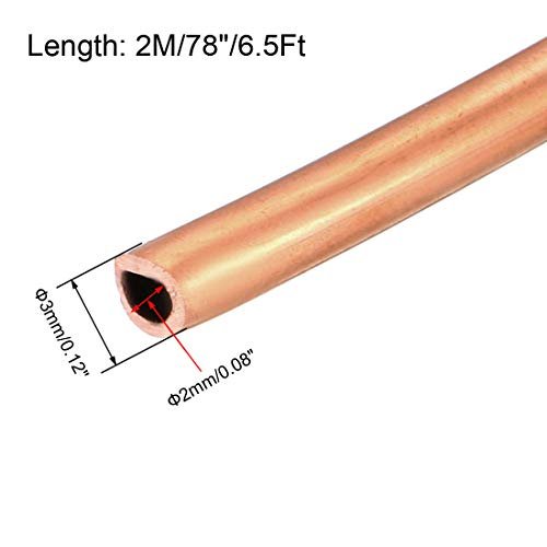 uxcell Refrigeration Tubing 1/8" OD x 5/64" ID x 6.5 Ft Length Soft Coil Copper Tubing