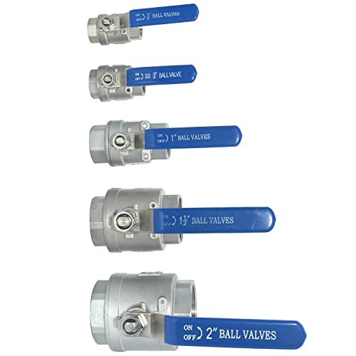 VARMHUS NPT Female 316 Stainless Steel Full Port Ball Valve Vinyl Handle WOG1000 (1-1/4")