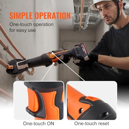 VEVOR Mini ProPress Tool, 18V Electric Pipe Crimping Tool for 1/2", 3/4", 1" Copper Pipes, Press Tool Kit with 3 Pro Press Jaws, 2pcs 2AH Battery, Fast Charger & Carrying Case