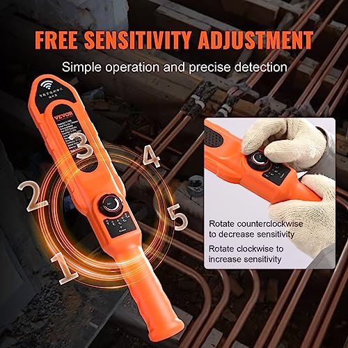 VEVOR Pipe Locators, 100ft/30m PVC Pipe Locators Underground, IP67 Waterproof Pipe Blockage Detector with Adjustable Sensitivity, Sewer Wall Scanner Plumbing Tool for PVC Plastic Metal Water Pipes
