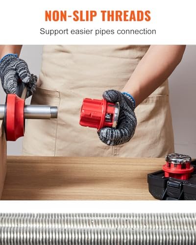 VEVOR Ratchet Pipe Threader Kit with 6 Dies, 1/4" NPT to 1-1/4" NPT Ratcheting Pipe Threading Tool, Portable Pipe Threader Set with Storage Case for Plumbing Installation and Repair