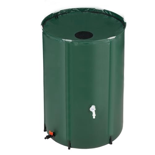 VINGLI 100 Gallon Collapsible Rain Barrel, Portable Water Storage Tank, Rainwater Collection System Downspout, Water Catcher Container with Filter Spigot Overflow Kit