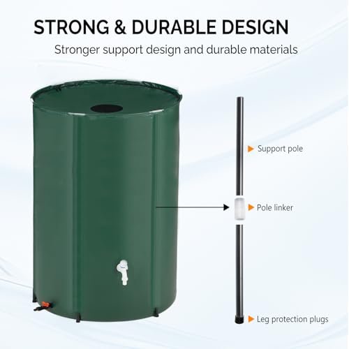 VINGLI 100 Gallon Collapsible Rain Barrel, Portable Water Storage Tank, Rainwater Collection System Downspout, Water Catcher Container with Filter Spigot Overflow Kit