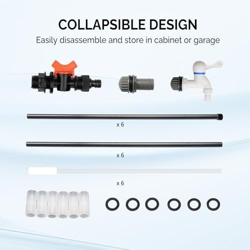 VINGLI 100 Gallon Collapsible Rain Barrel, Portable Water Storage Tank, Rainwater Collection System Downspout, Water Catcher Container with Filter Spigot Overflow Kit