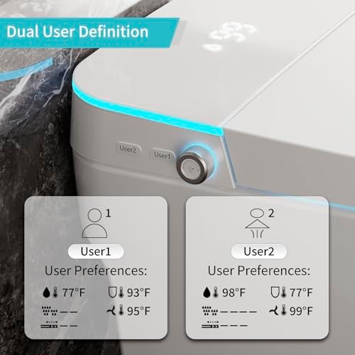 VIPOOO Smart Toilet with Bidet Built In- Automatic Tankless Modern Intelligent Toilet With User Definition, Foot Sensor Flush, Heated Seat, Warm Water Dryer VIP-01