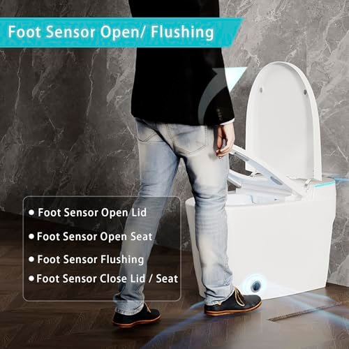 VIPOOO Smart Toilet with Bidet Built In- Automatic Tankless Modern Intelligent Toilet With User Definition, Foot Sensor Flush, Heated Seat, Warm Water Dryer VIP-01