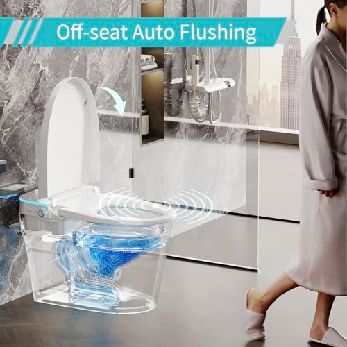VIPOOO Smart Toilet with Bidet Built In- Automatic Tankless Modern Intelligent Toilet With User Definition, Foot Sensor Flush, Heated Seat, Warm Water Dryer VIP-01