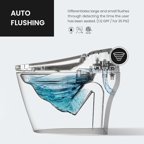 VOVO STYLEMENT TCB-8100N Smart Bidet Toilet for bathrooms, Elongated One Piece Toilet with Soft Close Lid, Auto Dual Flush, Heated Seat, Made in Korea