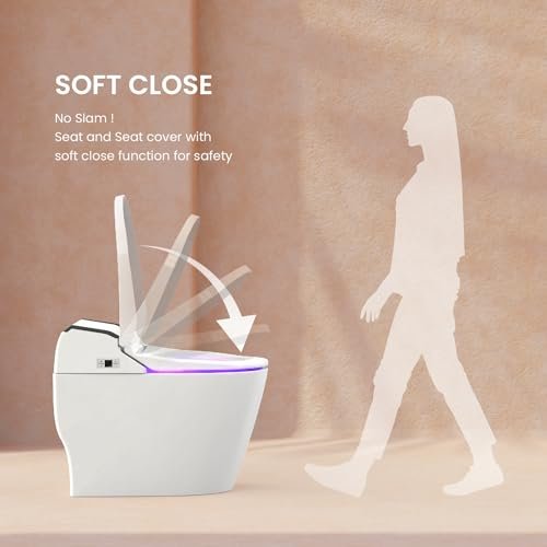 VOVO STYLEMENT TCB-8100N Smart Bidet Toilet for bathrooms, Elongated One Piece Toilet with Soft Close Lid, Auto Dual Flush, Heated Seat, Made in Korea