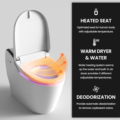 VOVO STYLEMENT TCB-8100N Smart Bidet Toilet for bathrooms, Elongated One Piece Toilet with Soft Close Lid, Auto Dual Flush, Heated Seat, Made in Korea