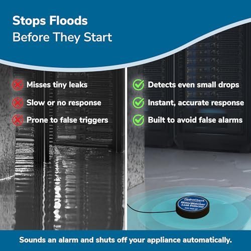 Water Leak Detector Replacement Puck - Commercial Moisture Sensor Alarm System - High Amp Load Moisture Detectors for Home & Offices - Smart Water Leak Detection (Wiring Sold Separately)