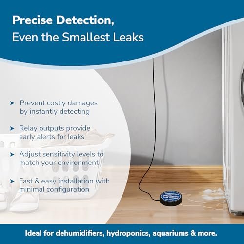 Water Leak Detector Replacement Puck - Commercial Moisture Sensor Alarm System - High Amp Load Moisture Detectors for Home & Offices - Smart Water Leak Detection (Wiring Sold Separately)