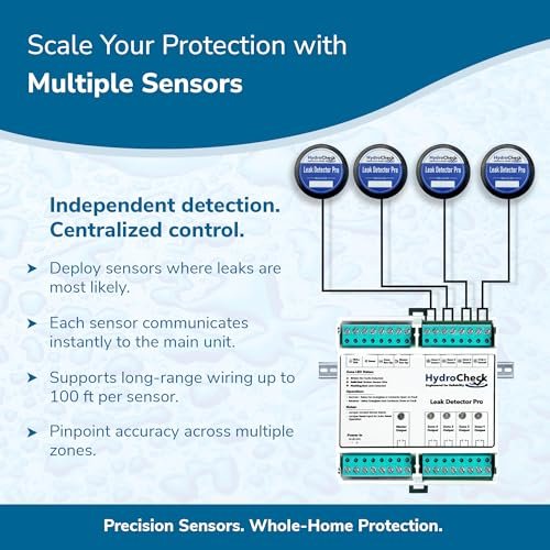 Water Leak Detector Replacement Puck - Commercial Moisture Sensor Alarm System - High Amp Load Moisture Detectors for Home & Offices - Smart Water Leak Detection (Wiring Sold Separately)