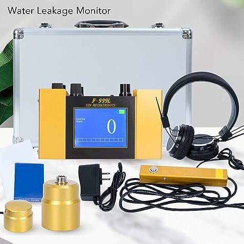 Water Leak Detector, Underground Water Pipe Leakage Monitor with Digital Display & Earphone & Carrying Case for Water Leakage Detection Construction Pipelines (US Plug)