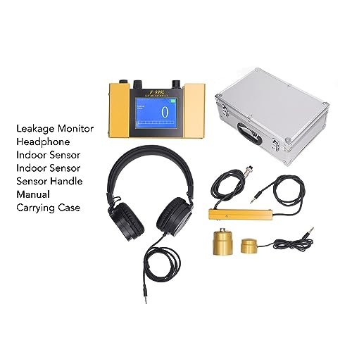 Water Leak Detector, Underground Water Pipe Leakage Monitor with Digital Display & Earphone & Carrying Case for Water Leakage Detection Construction Pipelines (US Plug)