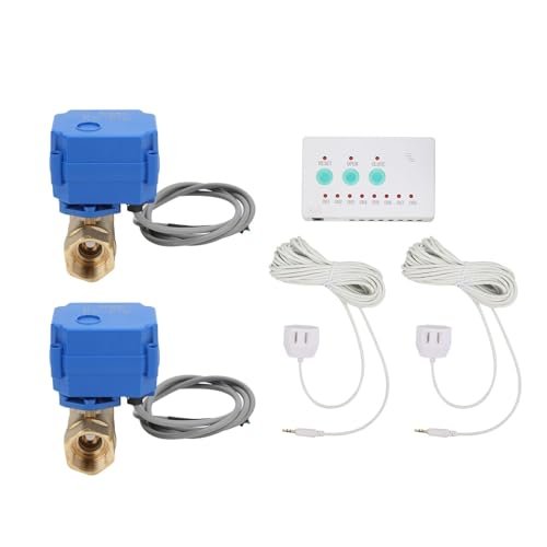 Water Leak Sensor Shut Off Valve System,Automatic Leak Detection & Dual BSP Valves with Smart Alarm for Flood Prevention in Homes, Basements, Laundry Rooms