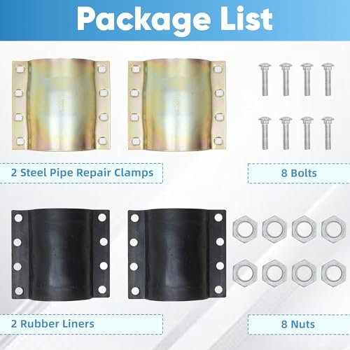 Water Pipe Repair Clamp for 4 Inch Leak Sealer Pipe, Emergency Pipe Repair Kit, Plumbing Leak Fix Tool for PE/PVC/Steel/Iron Pipes