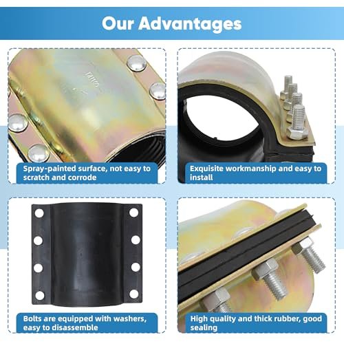Water Pipe Repair Clamp for 4 Inch Leak Sealer Pipe, Emergency Pipe Repair Kit, Plumbing Leak Fix Tool for PE/PVC/Steel/Iron Pipes