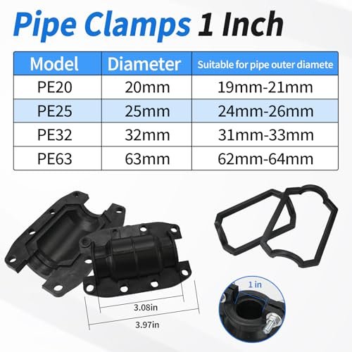 Water Pipe Repair Clamp Kit Leak Sealer, 1 Inch Emergency Pipe Repair Kit for Plastic and Metal Pipes OD 25MM, Replace Pipe Patch Kit Fix Leak Pip