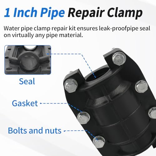 Water Pipe Repair Clamp Kit Leak Sealer, 1 Inch Emergency Pipe Repair Kit for Plastic and Metal Pipes OD 25MM, Replace Pipe Patch Kit Fix Leak Pip