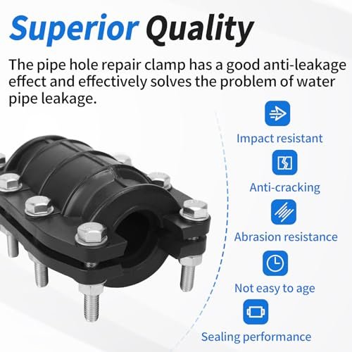 Water Pipe Repair Clamp Kit Leak Sealer, 1 Inch Emergency Pipe Repair Kit for Plastic and Metal Pipes OD 25MM, Replace Pipe Patch Kit Fix Leak Pip