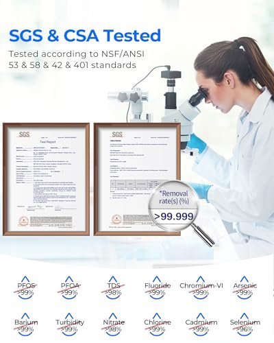Waterdrop G3P800 Reverse Osmosis System, 800 GPD Fast Flow, NSF/ANSI 42 & 53 & 58 & 372 Certified, 3:1 Pure to Drain, Tankless Under Sink RO Water Filter System, LED Purifier, Smart Faucet