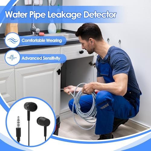Waterleak Detector Tool Kit for Underground Pipe Water Leak Sensor Alarm for Home, Pipeline Leak Leakage Detector Sound Intensifier for Site, Tube Construction, Car Maintenance (#1)