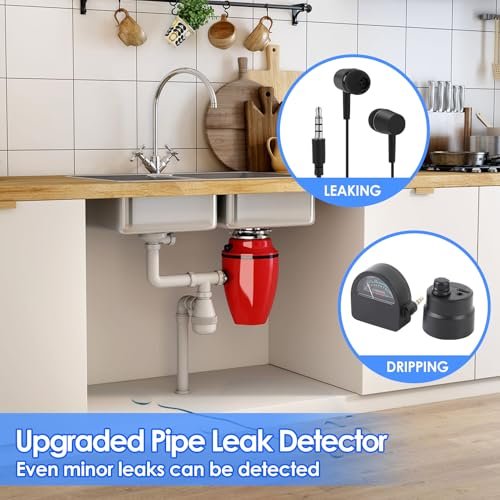 Waterleak Detector Tool Kit for Underground Pipe Water Leak Sensor Alarm for Home, Pipeline Leak Leakage Detector Sound Intensifier for Site, Tube Construction, Car Maintenance (#1)