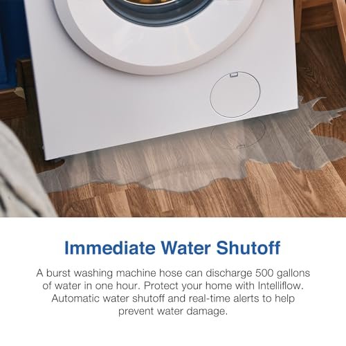 Watts A2C-SC Series Intelliflow 1/2" Washing Machine Smart Water Shutoff Valve with Leak Sensor, Inlet Adapters, Without Wall Box, Automated Flood Detection with Real-Time Text and E-Mail Alerts
