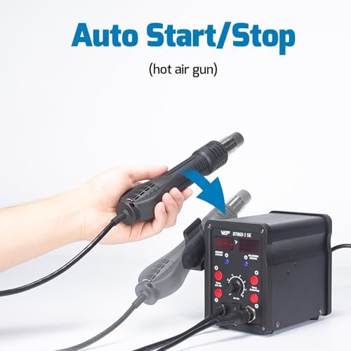 WEP 8786D-I SE Hot Air Soldering Iron Station Kit 2-IN-1 for Rework, Desoldering with Lead-Free Solder Wire, 5 Soldering Tips, 3 Hot Air Nozzles,Tweezers, Desoldering Pump